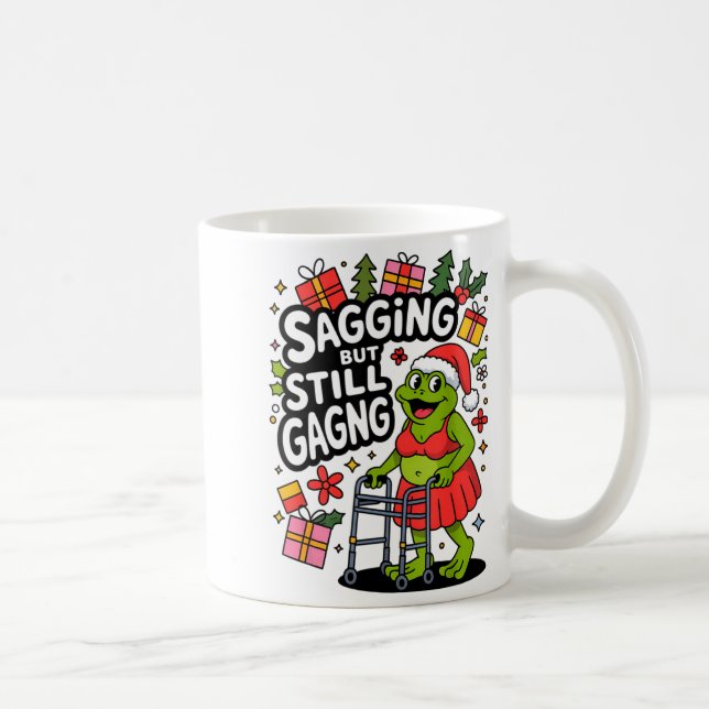 Caneca De Café Sagging But Still Gagging Funny Christmas Frog Hol (Direita)