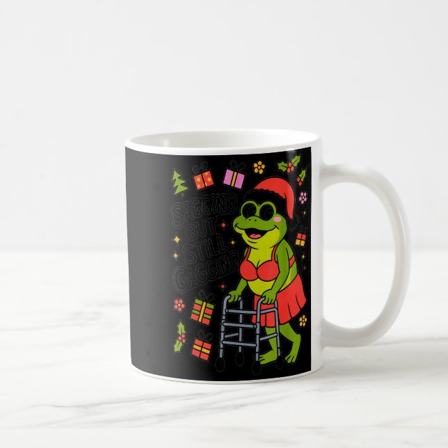 Caneca De Café Sagging But Still Gagging Funny Christmas Frog Hol (Direita)