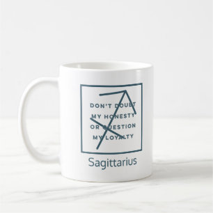 Caneca De Café Sagitário - Sinal Zodiac - Texto Azul