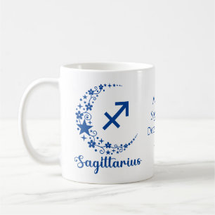 Caneca De Café Sagitário Zodíaco Astronomia Aniversário Azul Bran