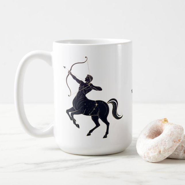 Caneca De Café Sagittarius Constellation Line Art – Cosmic Zodiac (Com Donut)