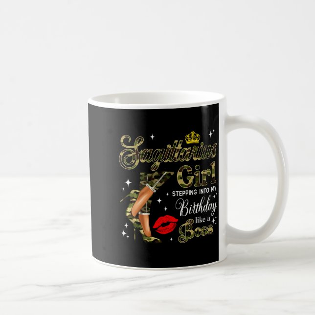 Caneca De Café Sagittarius Girl Camouflage Black Woman Camo Heels (Direita)