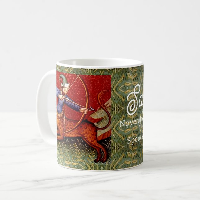 Caneca De Café Sagittarius Horoscópio Zodiac Arte Medieval (Frente Esquerda)