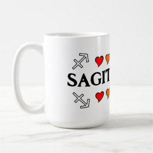 Caneca De Café Sagittarius Rainbow Hearts Mug