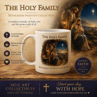 Caneca De Café Sagrada Família no Presépio de Belém Natividade Cr