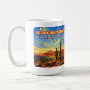 Caneca De Café Saguaro National Park Arizona Desert Cactus Retro