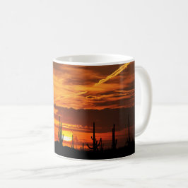 Caneca De Café Saguaros Cênicos ao pôr do sol