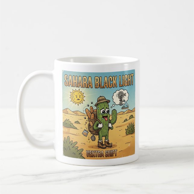 Caneca De Café Sahara Black Light DJ Cactus Cartoon (Esquerda)