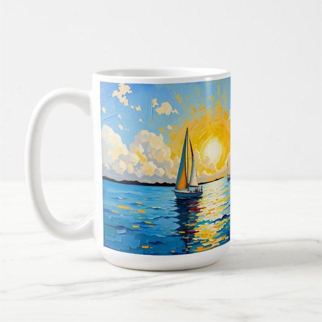 Caneca De Café Sailboat at Sunset (Esquerda)