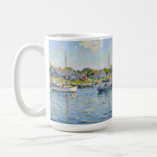 Caneca De Café Sailboats Impressionism New England (Esquerda)