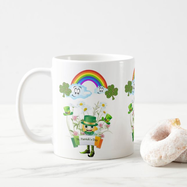 Caneca De Café Saint Patrick's Day Mug Leprechaun (Com Donut)