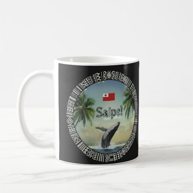 Caneca De Café Saipe Tonga Eua baleia ilha tropical pacífica (Esquerda)