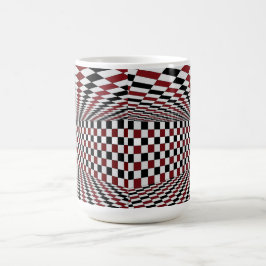 Caneca De Café Sala Xadrez Vermelho Branco e Preto Alto Contraste