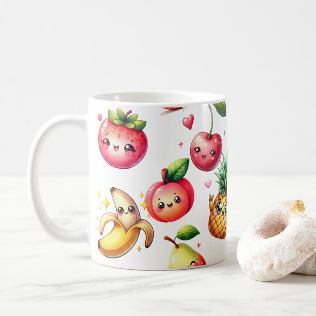 Caneca De Café Salada de Frutas (Com Donut)