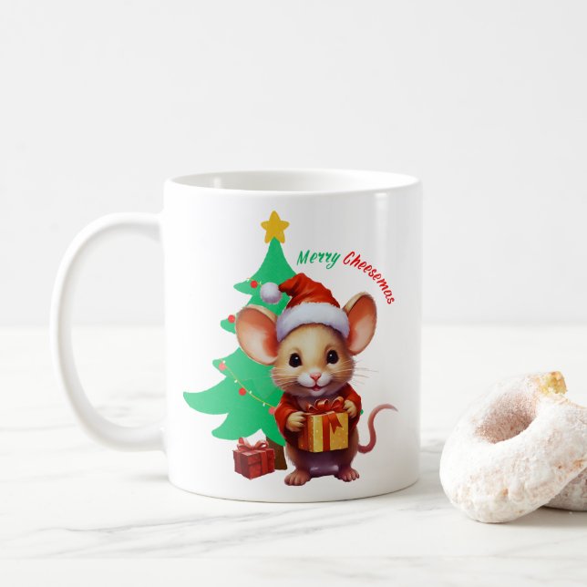 Caneca De Café Salas de feliz - Mouse Cute - (Com Donut)