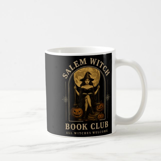 Caneca De Café Salem Witch Book Club Bookish Halloween Full Moon  (Direita)
