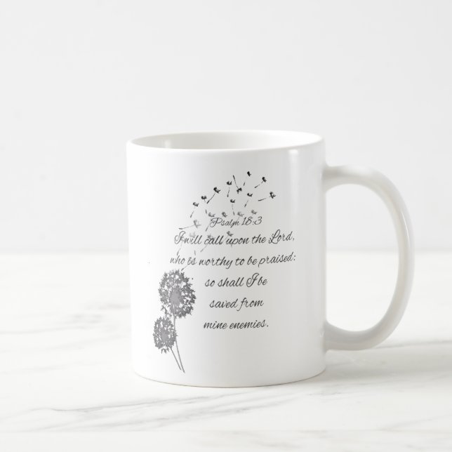 Caneca De Café Salm 18 Bíblia Verse Chamar o Lorde Dandelion (Direita)