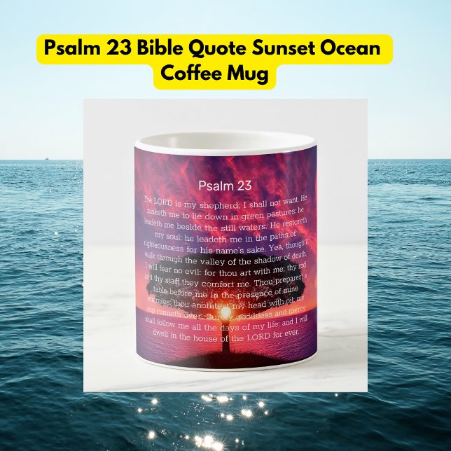 Caneca De Café Salm 23 Bíblia Cotação Sunset Ocean (Criador carregado)