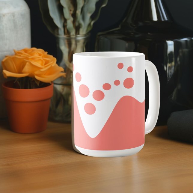 Caneca De Café Salmão Cor-de-rosa, ondas e bolhas (Criador carregado)