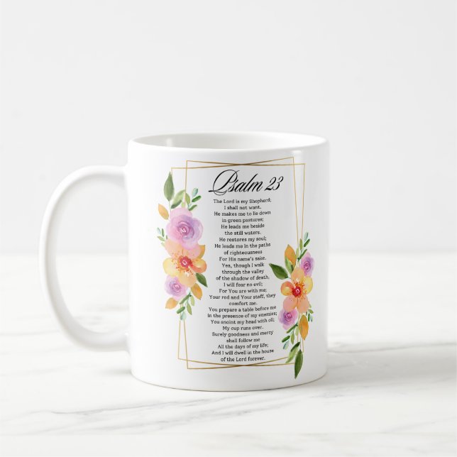 Caneca De Café Salmo 23 Quadro Floral Geométrico (Esquerda)