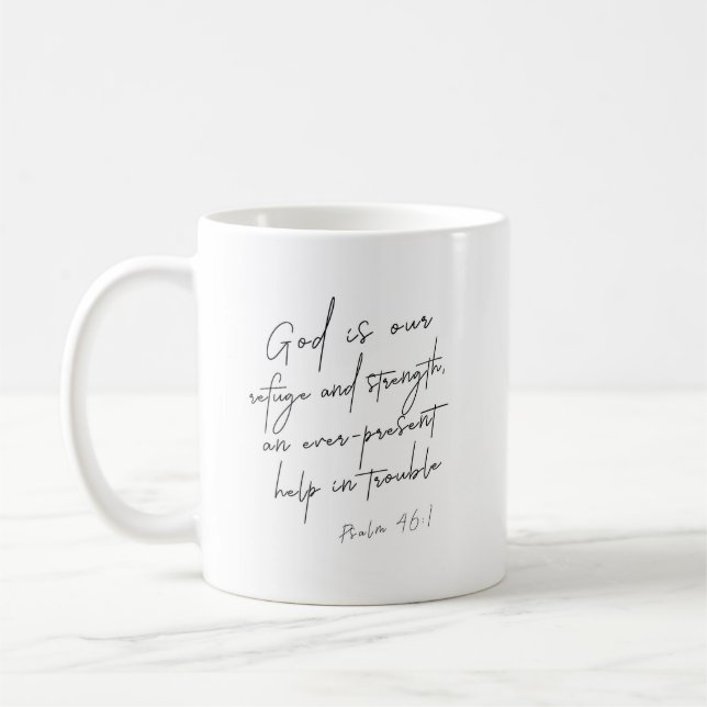 Caneca De Café Salmo 46:1 Deus é nosso refúgio e força (Esquerda)