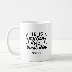 Caneca De Café Salmo 91:2 – Confie em Deus Versículo Bíblico Cris