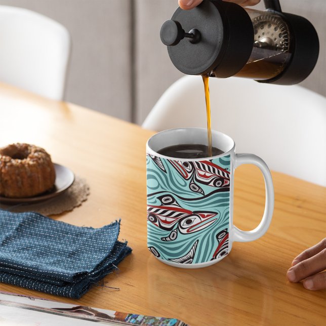 Caneca De Café Salmon Haida Art Spirit Pacific Northwest Nnat (Criador carregado)