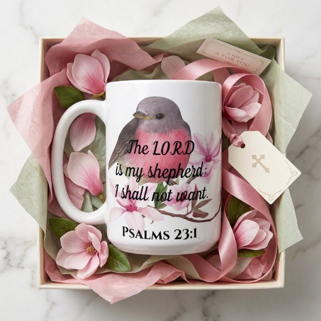 Caneca De Café Salmos Inspiradores 23:1 Versículo da Bíblia (Criador carregado)