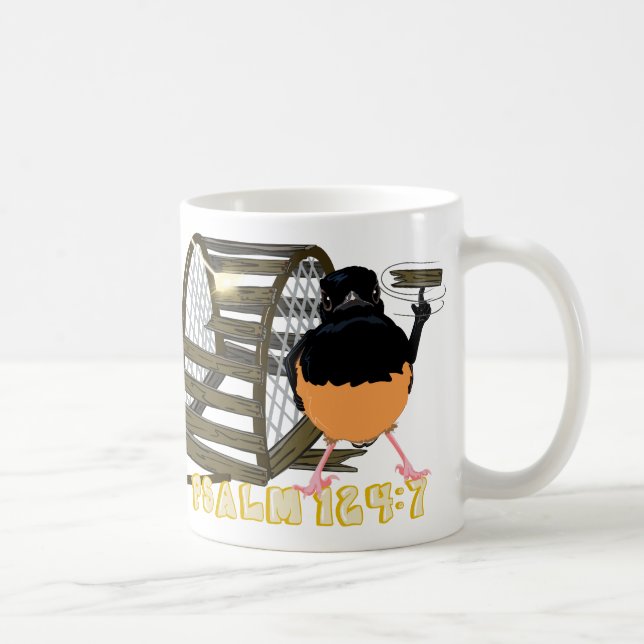 Caneca De Café Salmos — Shama Branca Rumada (Direita)