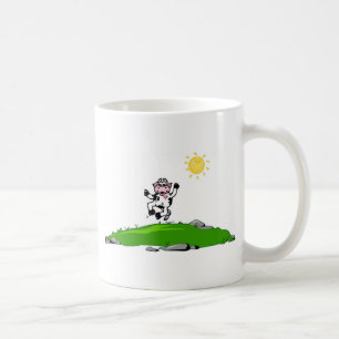 Caneca De Café Salto para a vaca da alegria na grama