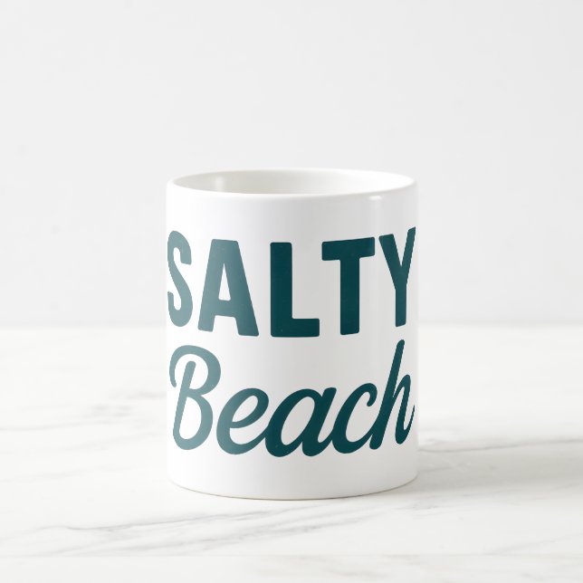 Caneca De Café Salty Beach Coastal Surf Life | Teal Graphic Print (Centro)