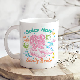 Caneca De Café "Salty Hair Sandy Boots" Boho Costeira