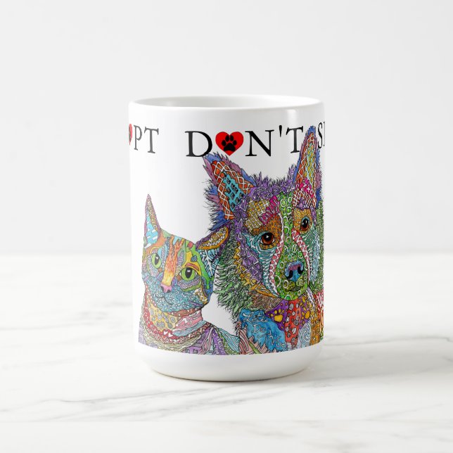 Caneca De Café Salvamento de Animais Adotar Não Comprar Mug (Centro)