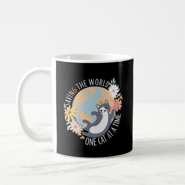 Caneca De Café Salvando o mundo um gato de cada vez (Esquerda)