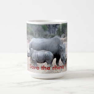 Caneca De Café Salvar o rinoceronte!
