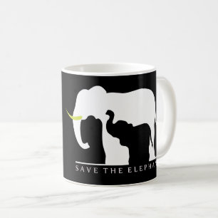 Caneca De Café Salvar os Elefantes (preto)