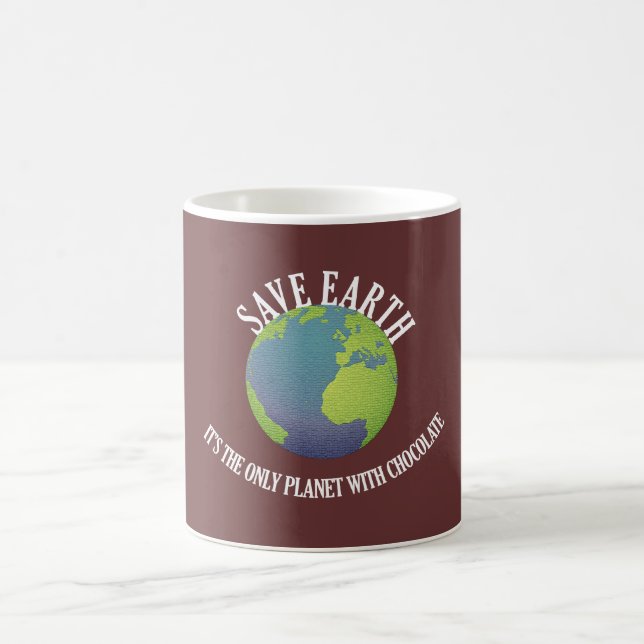 Caneca De Café salvar terra é o único planeta com chocolate (Centro)