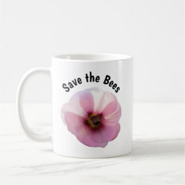 Caneca De Café Salve a abelha rosa Hollyhock Mug