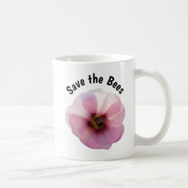 Caneca De Café Salve a abelha rosa Hollyhock Mug