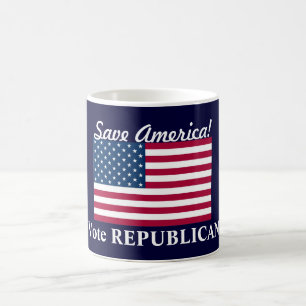 Caneca De Café Salve a América!/Vote REPUBLICANO+EUA