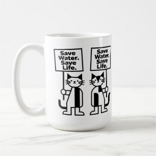 Caneca De Café Salve Água Salve Vida Ativista Gato Minimalista Fo