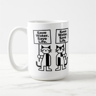 Caneca De Café Salve Água Salve Vida Ativista Gato Minimalista Fo