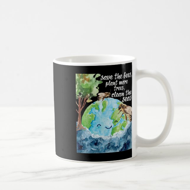 Caneca De Café Salve As Abelhas - Proteção Ambiental Dia Da Terra (Direita)