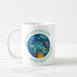 Caneca De Café Salve nossos oceanos e nossa tartaruga marinha do 
