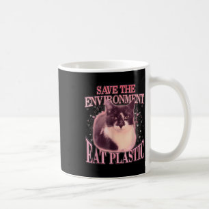 Caneca De Café Salve O Ambiente Coma Memória De Gato De Bobo Plás