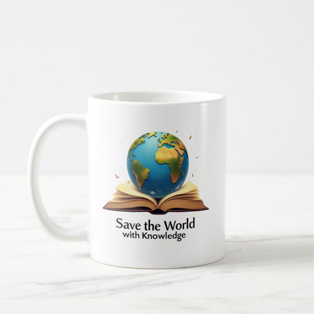 Caneca De Café Salve o Mundo com Conhecimento (Esquerda)