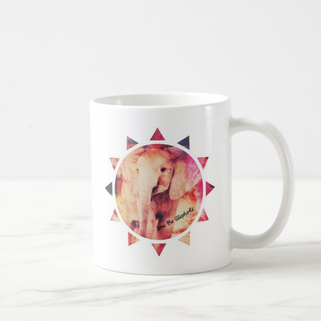 Caneca De Café Salve os Elefantes, Bebê Elefante Sol (Direita)