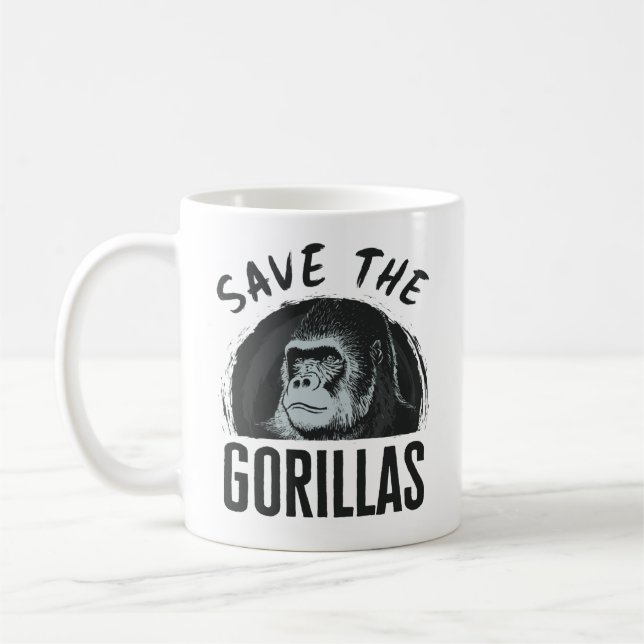 Caneca De Café Salve os Gorilas Gorila Ameaçado de Extinção (Esquerda)