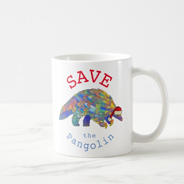 Caneca De Café Salve Pangolins Slogan de Natal Fofo (Direita)