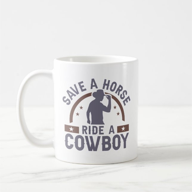 Caneca De Café Salve Um Cavalo Andando Um Cowboy (Esquerda)